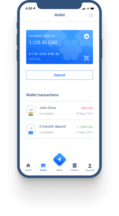 Remitbee Wallet inside the app